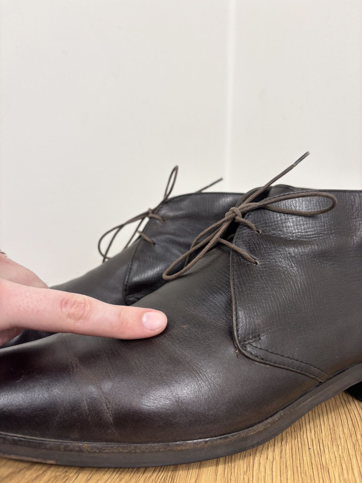 Ermenegildo Zegna Ermenegildo Zegna Men’s Dark Brown Leather Chukka Boots Size US 9.5 / EU 42-43 - 9 Thumbnail