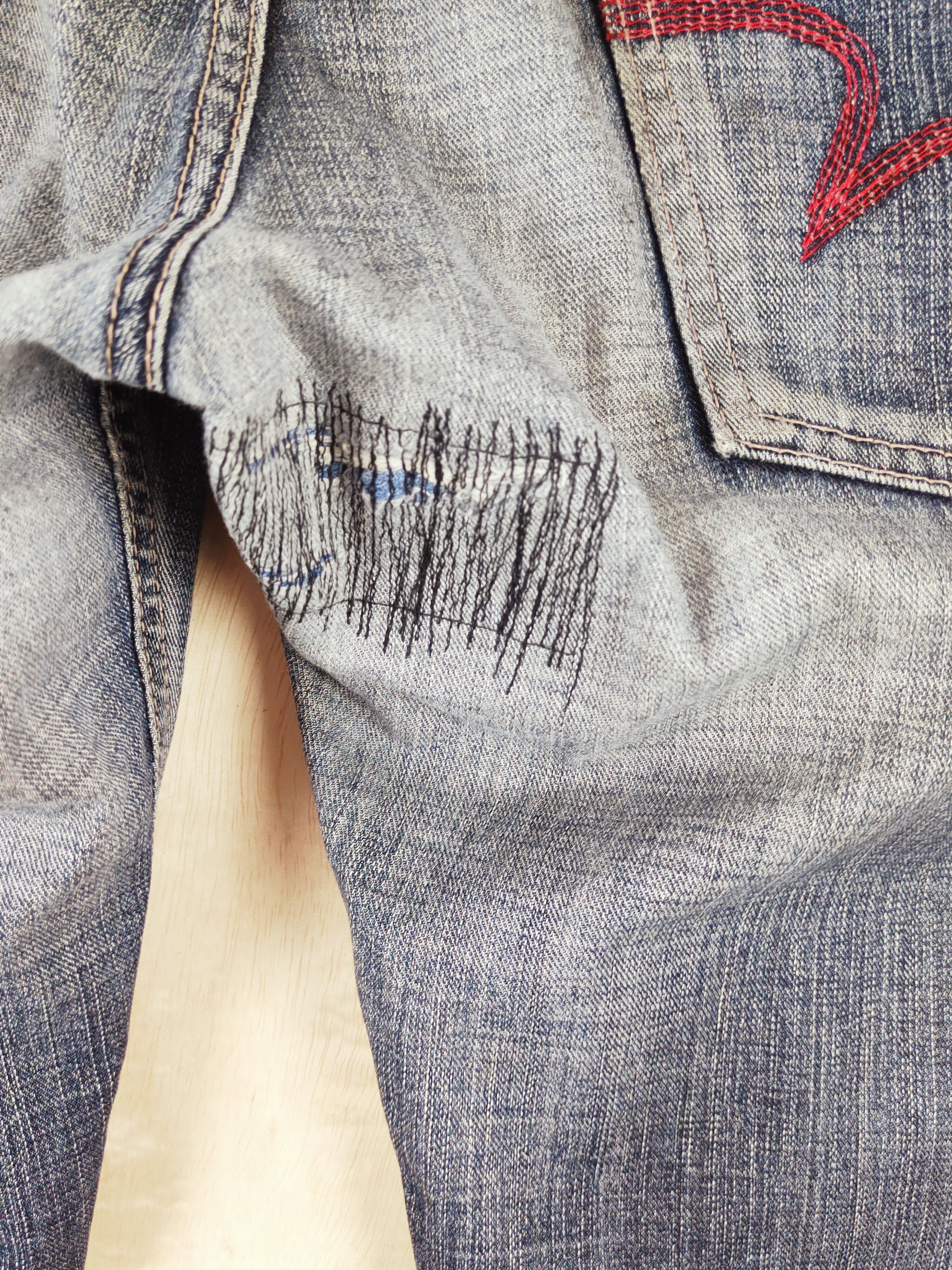 Edwin Edwin Dark Blue Distressed Ripped Jeans #S2673 Size US 35 - 10 Thumbnail