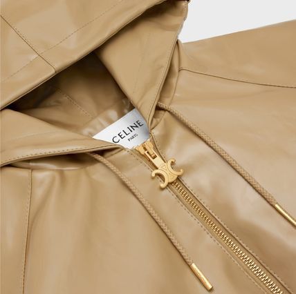Celine o1bcso1str0824 Hooded Jacket Wax-Coated Cotton Light Brown Size XXS / US 00 / IT 34 - 3 Thumbnail