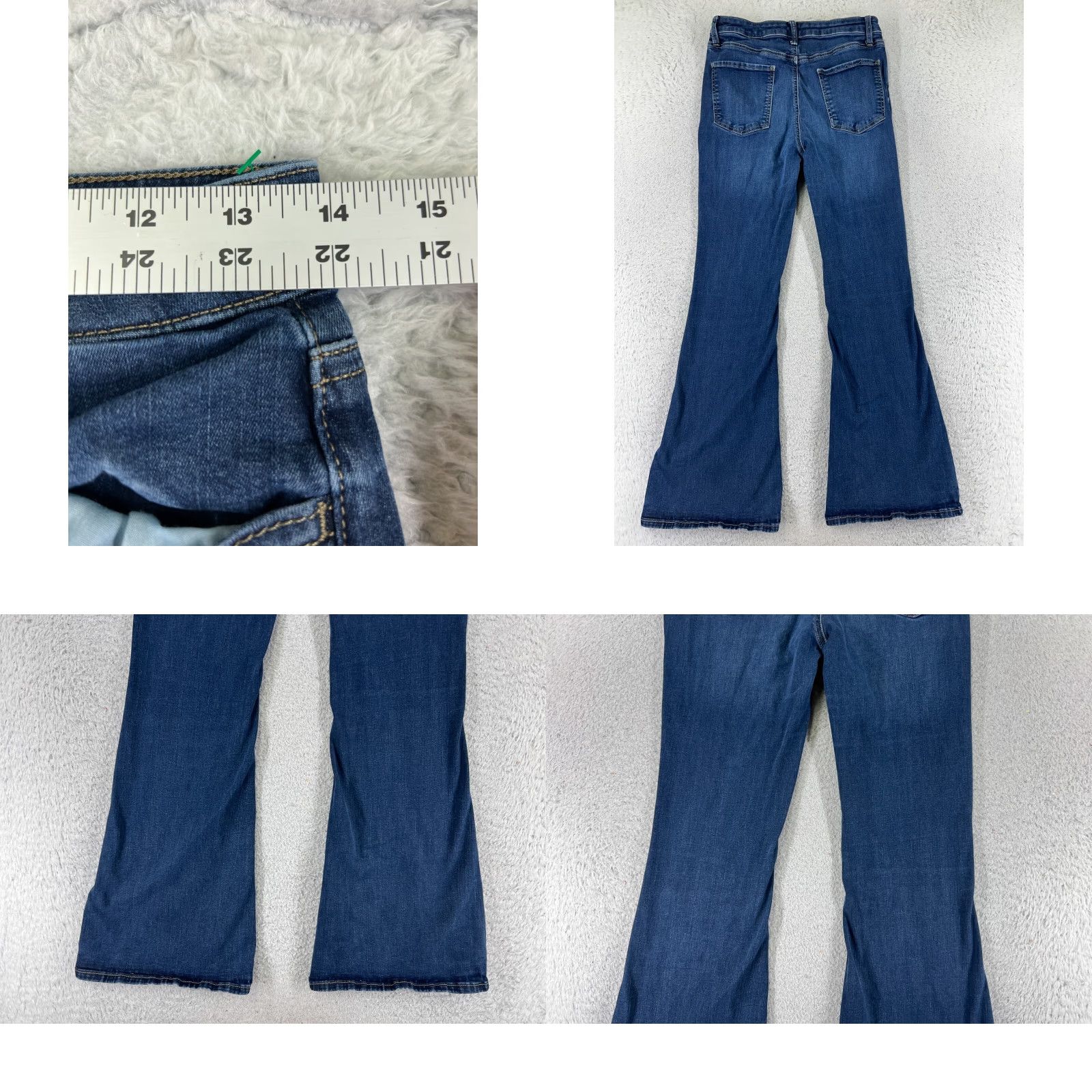 Vintage SO Jeans Pants Women 11 Blue Denim Flared Mid Rise Med Wash 26x30 Cotton Blend Regular 5-Pocket Design Zip Size 32" / US 10 / IT 46 - 9 Thumbnail