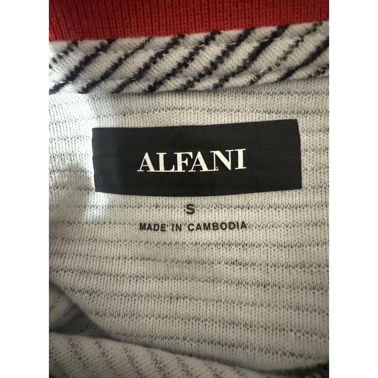 Alfani Alfani Men's Polo Shirt S White Striped Button-Down Collar Red Black Accent Short Sleeve Button-Up Regular Cotton Mens Size US S / EU 44-46 / 1 - 3 Thumbnail