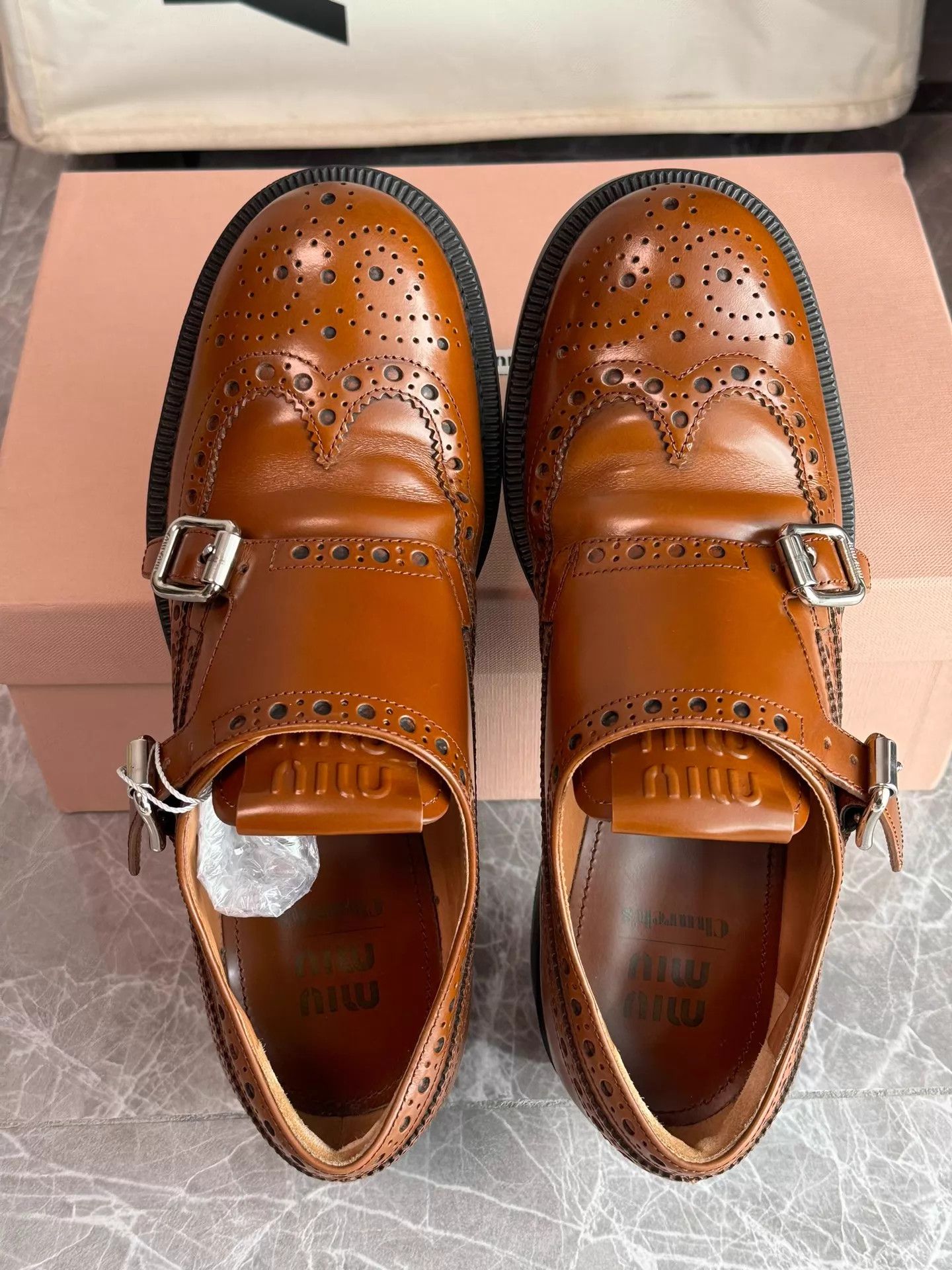 Miu Miu Miu Miu x Church's Double Buckle Loafer Tobacco Brown 36 Size US 5.5 / IT 35.5 - 6 Thumbnail