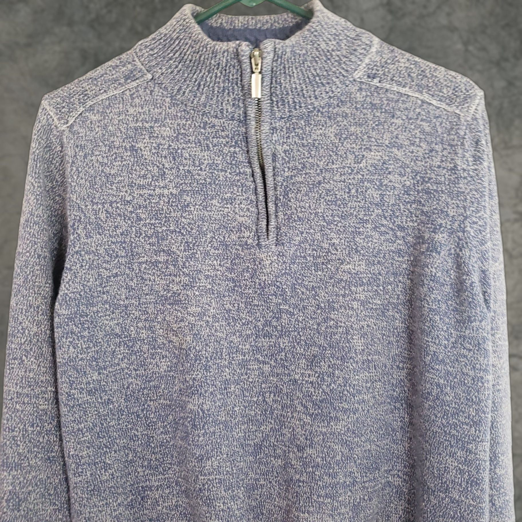 Vintage Threadbare Mens L Blue Denim Look Cotton 1/4 Zip Mock Neck Sweater Shirt Knit Pullover Casual Womens? Mens? Size US L / EU 52-54 / 3 - 1 Thumbnail