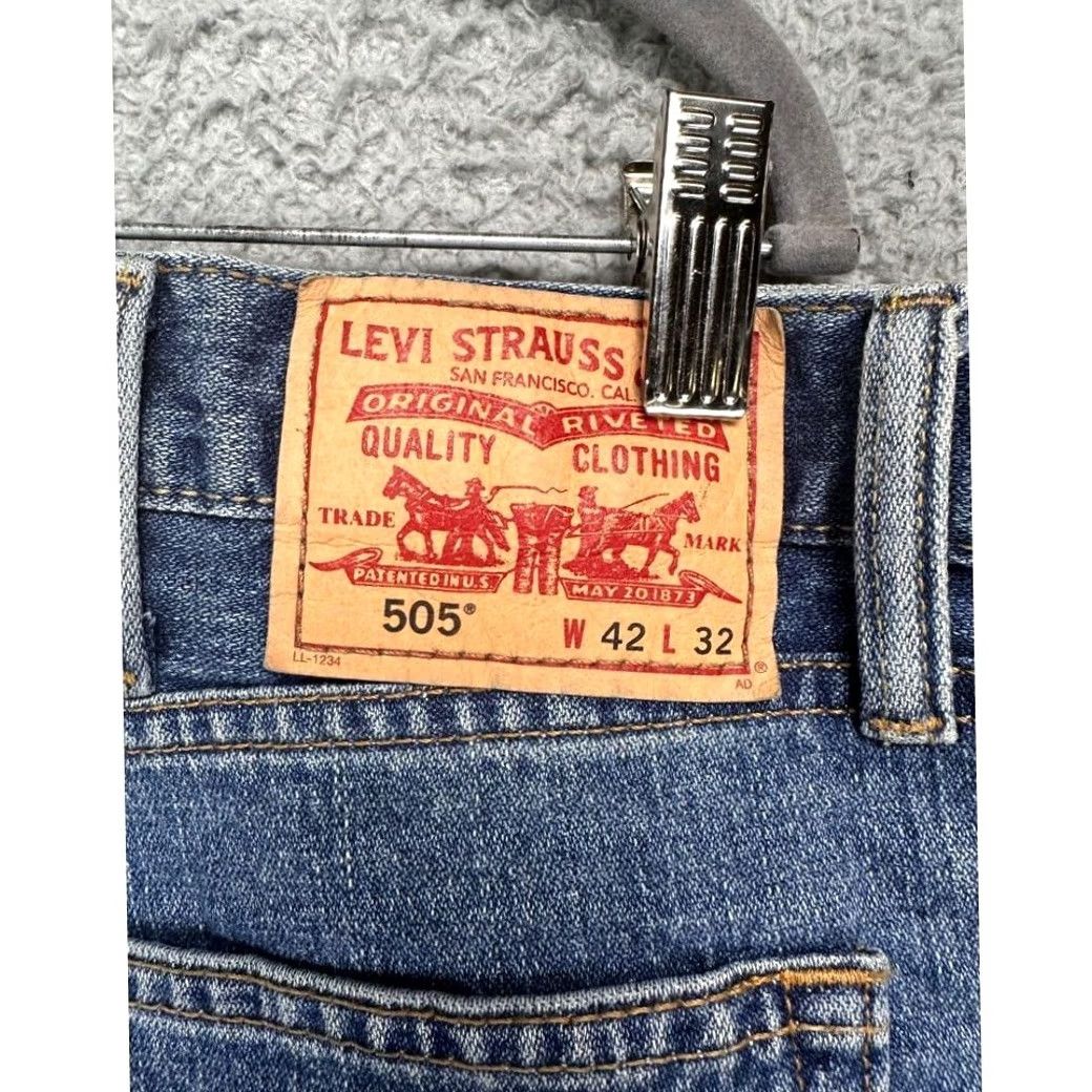 Levi's Levi's 505 Jeans Mens 42X32 Blue Straight Leg Regular Fit Denim Pants NEW Size US 42 / EU 58 - 6 Thumbnail