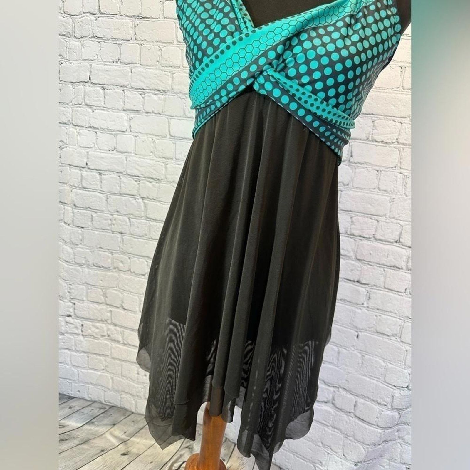 Other Chic Teal and Black Polka Dot Dress Size ONE SIZE - 5 Thumbnail
