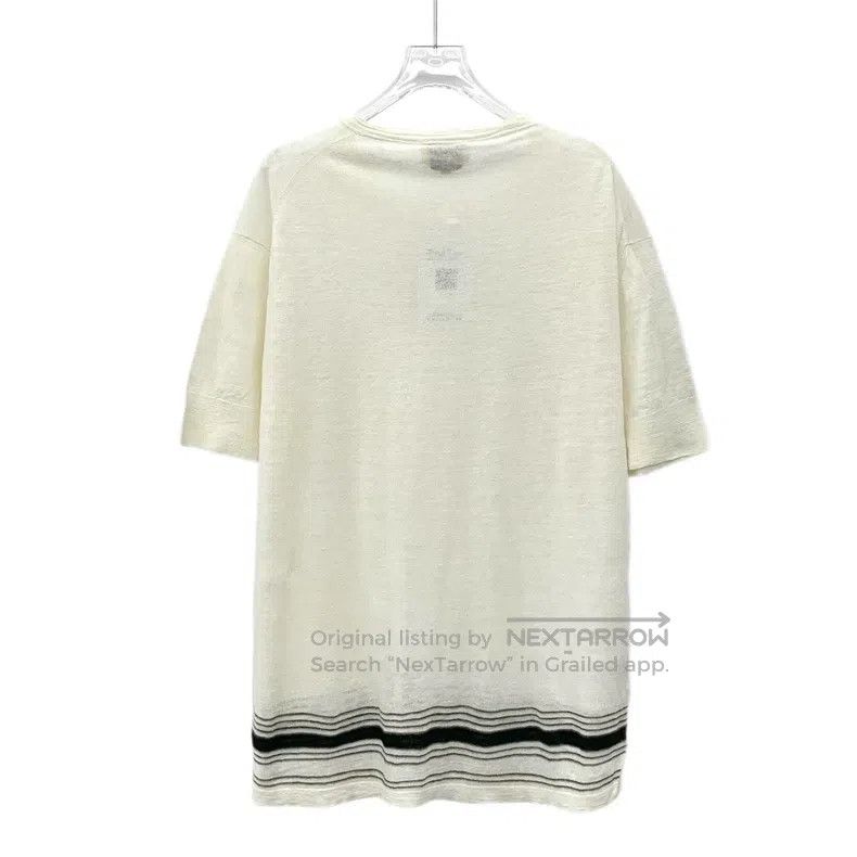 Hermes Hermes Beige Striped Linen Round Neck Short Sleeve T-Shirt Size L / US 10 / IT 46 - 2 Thumbnail