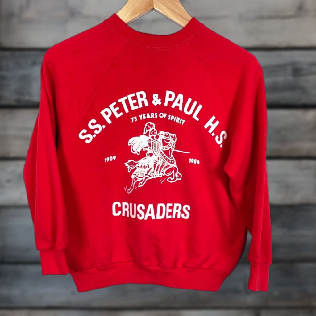 Vintage VINTAGE Sportswear Sweatshirt Shirt Adult Small Red 1984 80s 70s City School Graphic Print Raglan Front Size US S / EU 44-46 / 1 - 1 Thumbnail