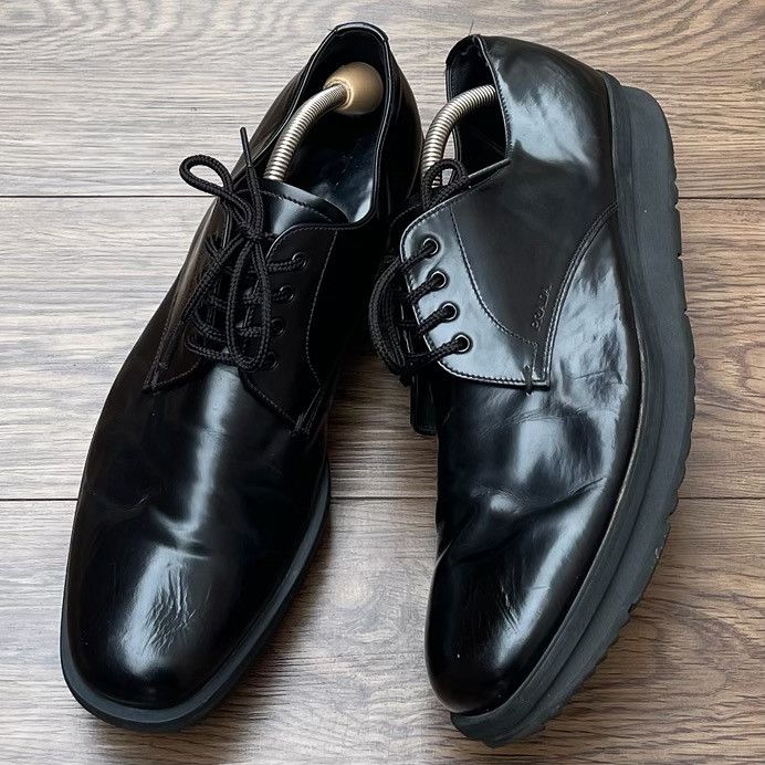 Prada Black Patent Leather Prada Chunky Brogues Shoe EU43 US10.5 Size US 10.5 / EU 43-44 - 2 Thumbnail