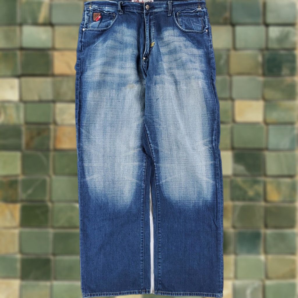 Akademiks AKADEMIKS Jeans Blue Embroidered Wide Leg Baggy Skater Mens 38 x 31.5 Blue Embroidered Wide Leg Skater Baggy Mens 38 x 31.5 Size US 38 / EU 54 - 1 Thumbnail