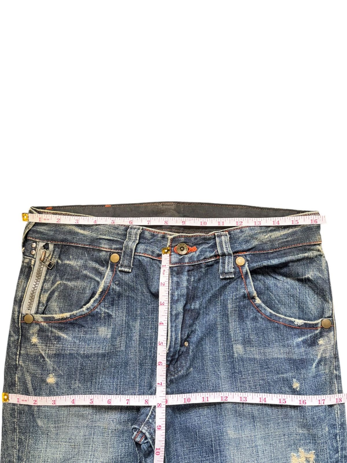 If Six Was Nine Vintage Japanese Brand Mud Wash Distress Flare Jeans Size 32" / US 10 / IT 46 - 6 Thumbnail