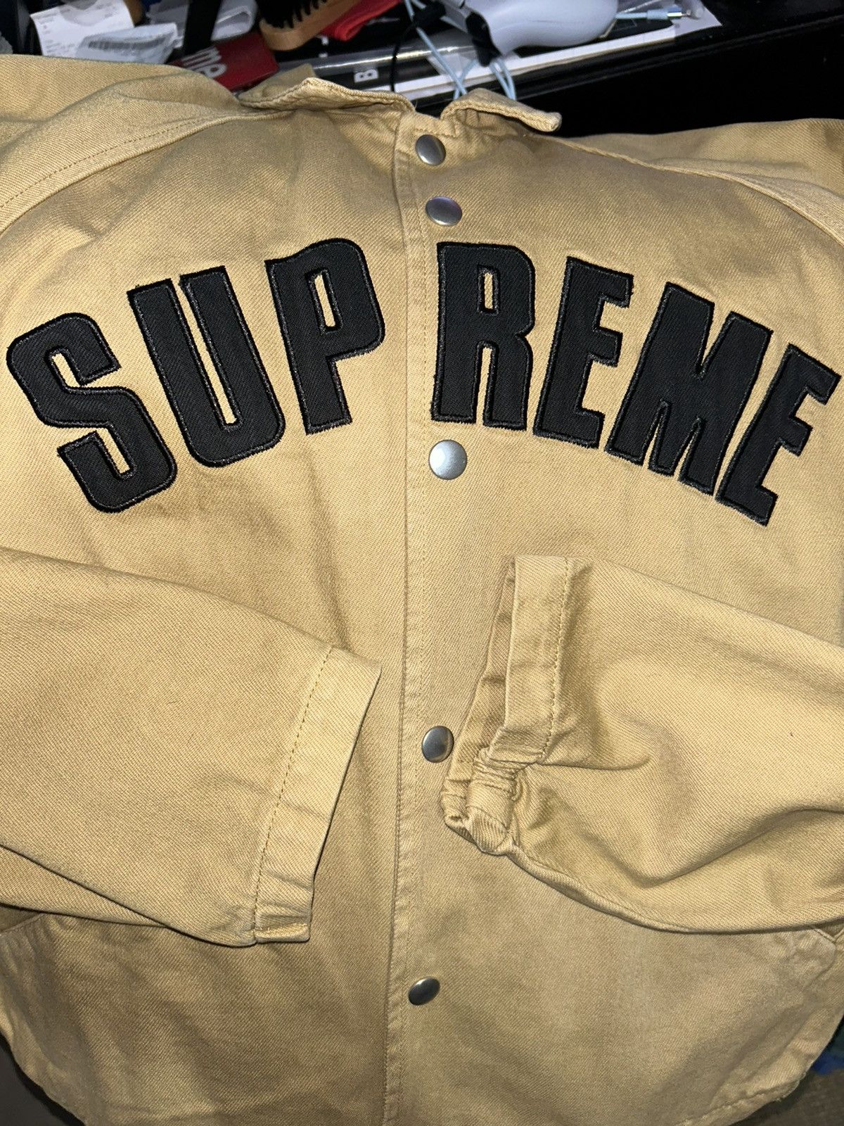 Supreme Supreme Snap Front Twill Jacket Light Gold FW18 Med VNDS Size US M / EU 48-50 / 2 - 7 Thumbnail