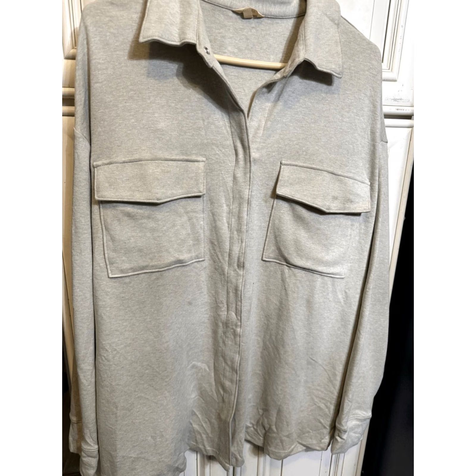 Eberjey Eberjey Women's Luxe Sweats Shacket Snap Collared Heather Gray Green Size Medium Size M / US 6-8 / IT 42-44 - 6 Thumbnail