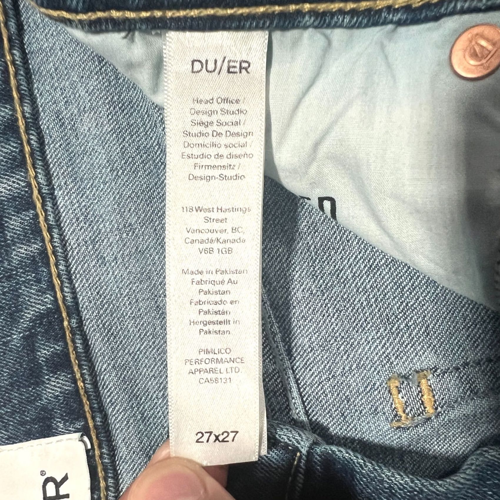 Vintage DU/ER High Rise Straight Jeans 27x27 Blue Denim Midweight Stretch Woman Regular 5-Pocket Vintage No Size 27" / US 4 / IT 40 - 5 Thumbnail