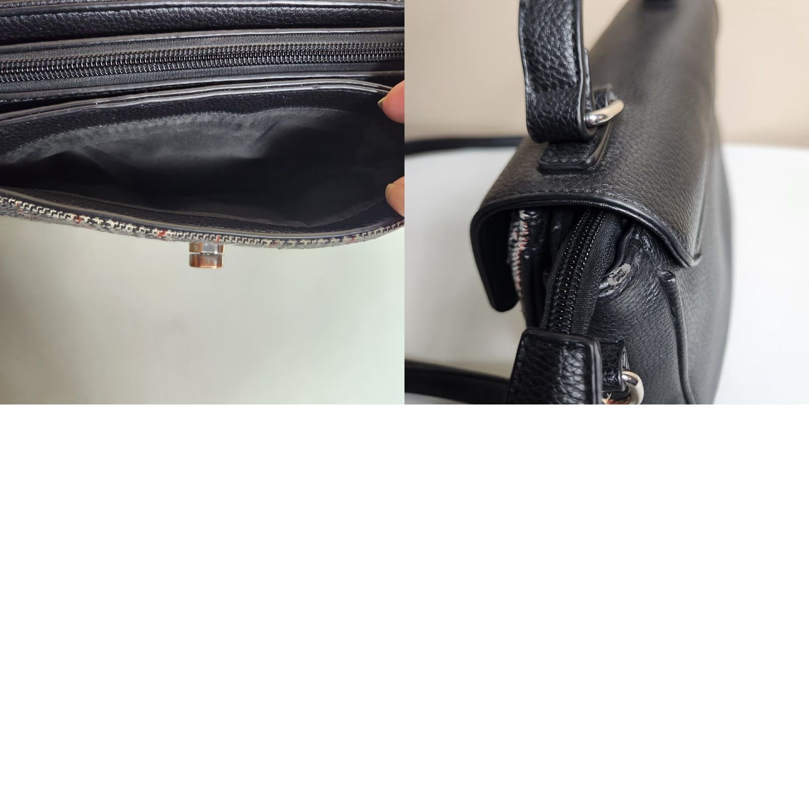 Vintage **Pebbled Black Marc New York Plaid Faux Leather Women's Shoulder Bag** User: **Black Marc New York Plaid Pebbled Faux Leather Women's Shoulder Bag** Size ONE SIZE - 9 Thumbnail