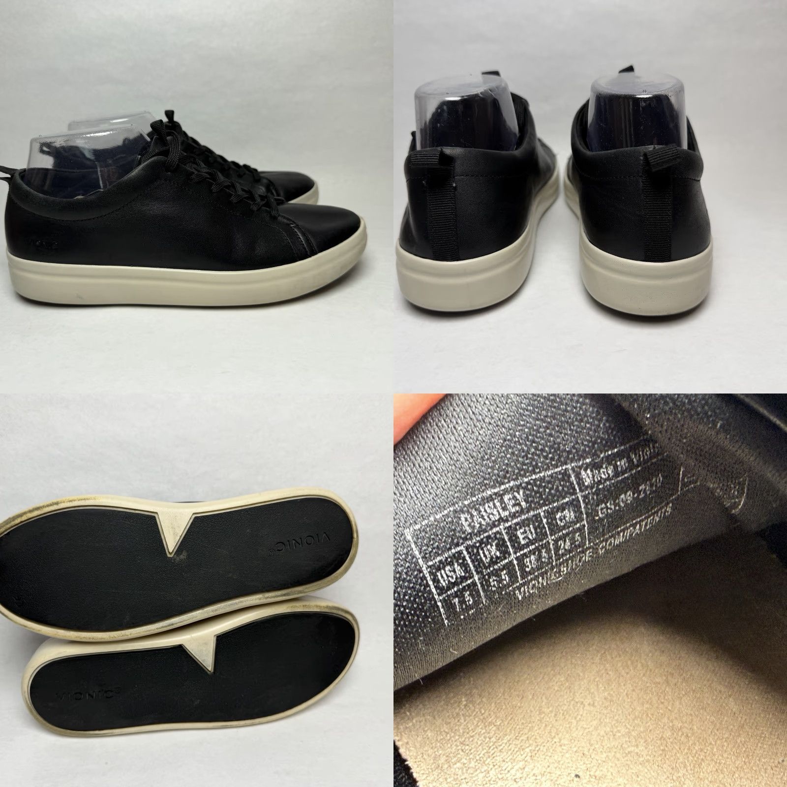 Vionic Vionic Paisley Black Leather Lace Up Low Top Casual Sneakers Women’s Size 7.5 Comfort Arch Support Size M / US 6-8 / IT 42-44 - 8 Thumbnail