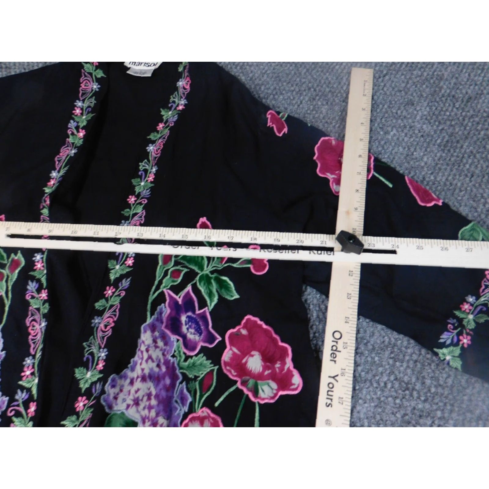 Vintage Marisol Blouse Womens L Black Floral Rayon Open Chest Long Sleeve Collared Casual Basic Regular Shirt Size L / US 10 / IT 46 - 5 Thumbnail