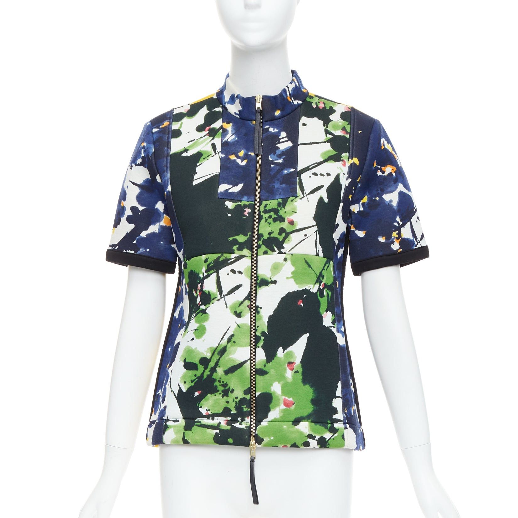 Marni MARNI multicolor paint print scuba leather zip short sleeve coat IT42 M Size M / US 6-8 / IT 42-44 - 1 Thumbnail