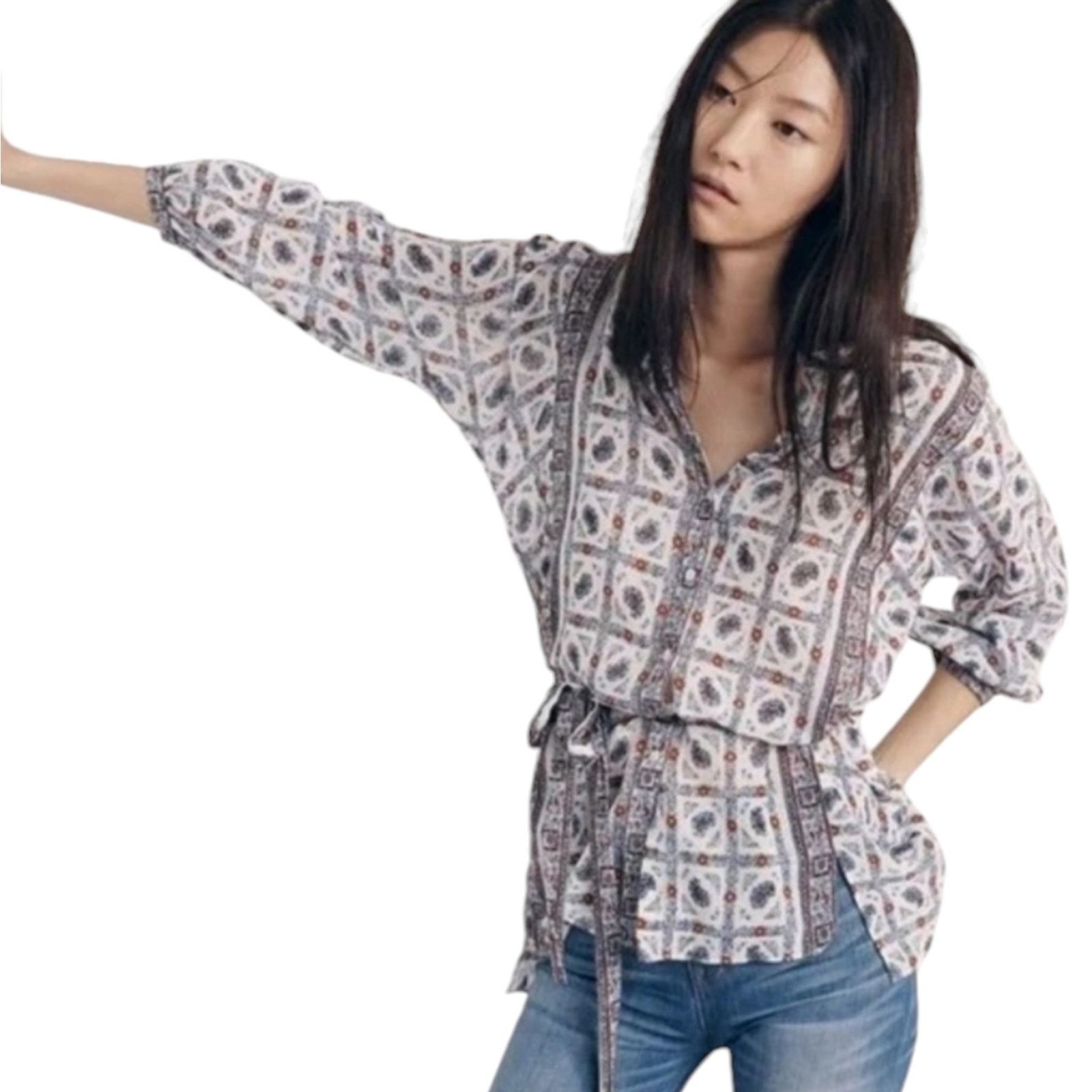 Madewell Madewell Picnic Paisley Boho print tunic top Small Size S / US 4 / IT 40 - 8 Thumbnail