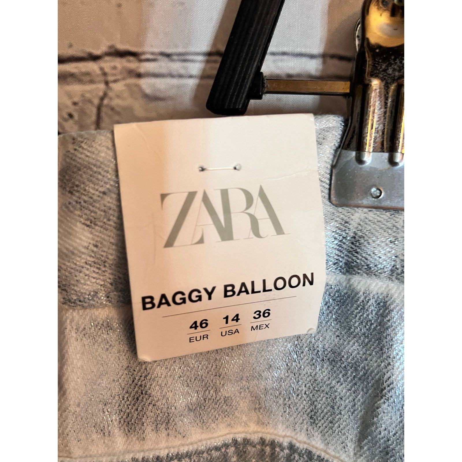 Zara NWT-Zara TRF FOIL BALLOON BAGGY JEANS SZ 14 Size 36" / US 14 / IT 50 - 9 Thumbnail