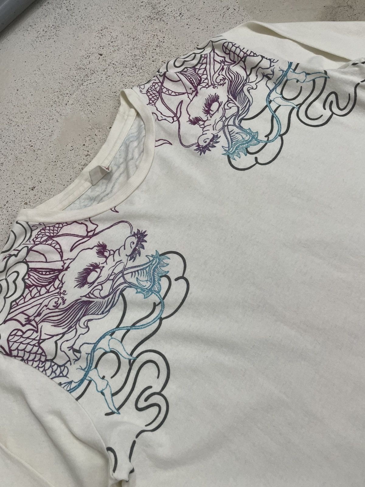 Japanese Brand Cream Space Opera Yakuza Dragon Motive Color Print Defect Size US XL / EU 56 / 4 - 6 Thumbnail