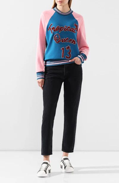 Dolce & Gabbana o1y0925 Crewneck Sweatshirt in Deep Teal/Pink Size XS / US 0-2 / IT 36-38 - 4 Thumbnail