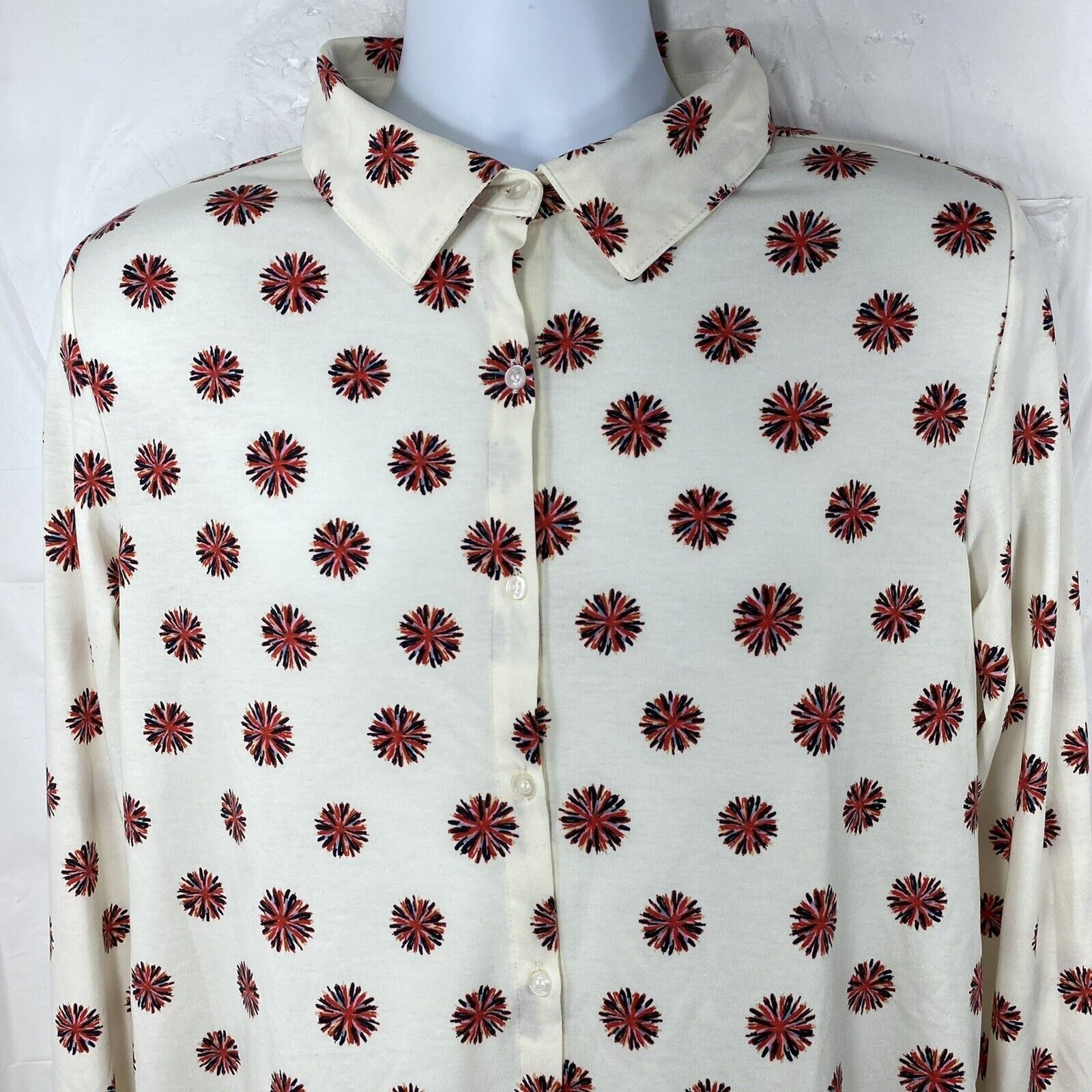 Other LuLaRoe Valentina Small White Fireworks Button Down Shirt Size S / US 4 / IT 40 - 3 Thumbnail