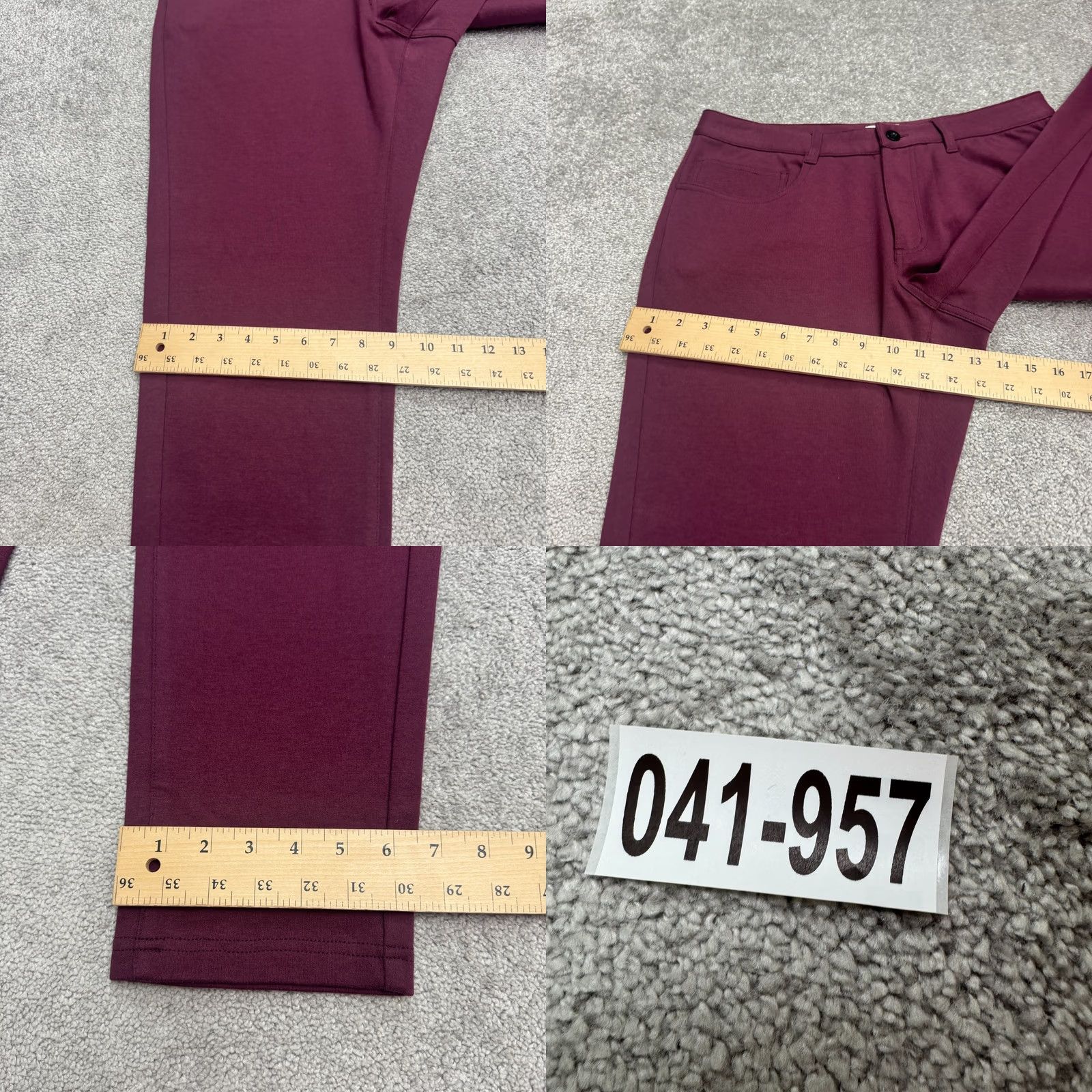 Vintage Dapper Boi Slim Fit Chino Pants Mens 38 Burgundy Red Cotton Stretch 5-Pocket Flat Front Straight Leg Casual Workwear 60s None Size US 38 / EU 54 - 9 Thumbnail