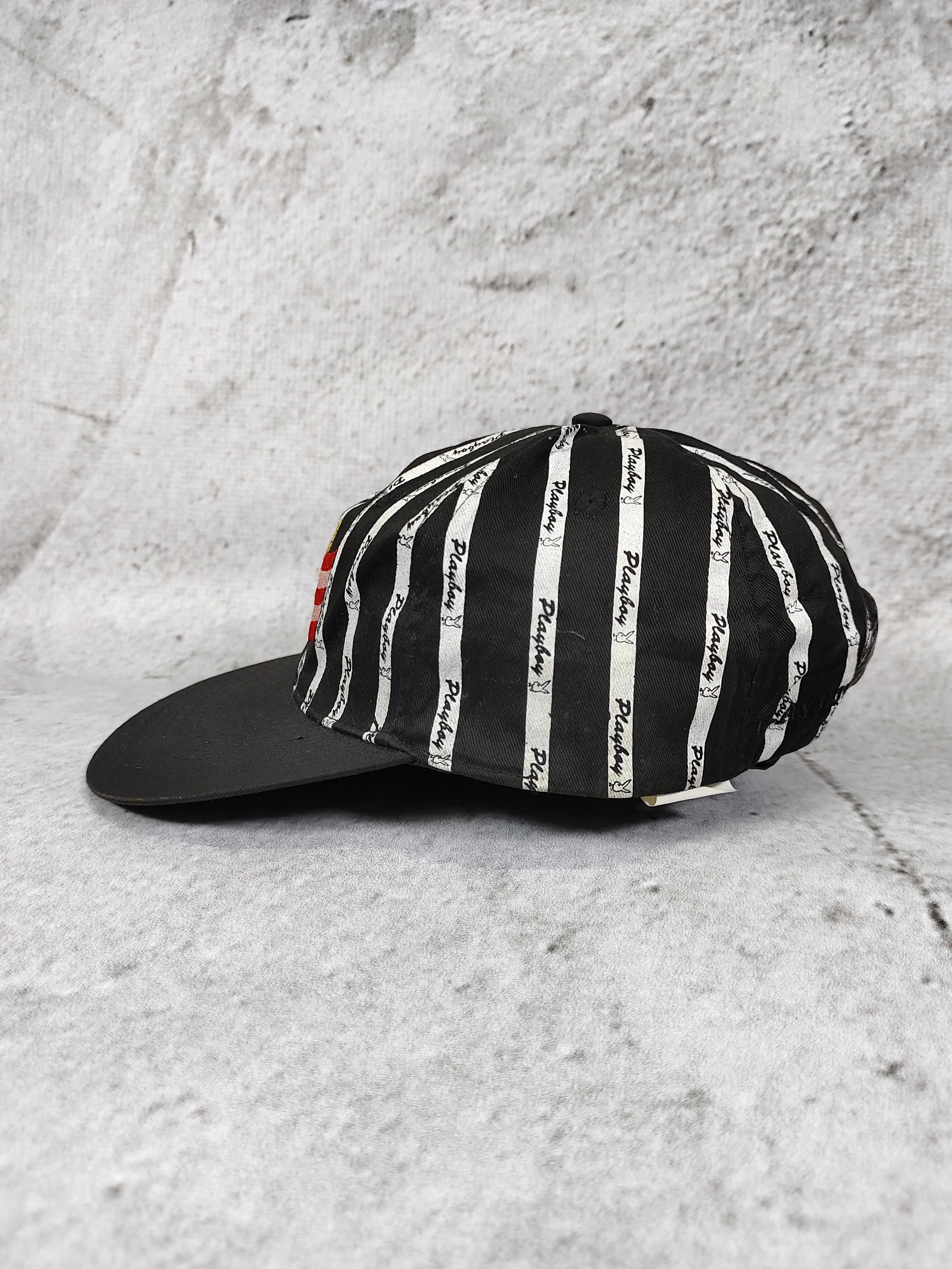Playboy 2000s Playboy- Embroidered Bunny USA Flag Logo Stripe Cap Size ONE SIZE - 4 Thumbnail