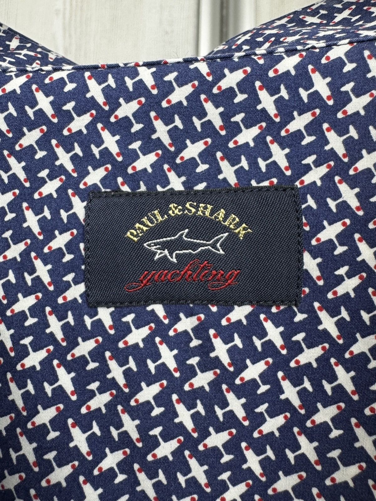 Paul & Shark Paul & Shark Blue Airplane pattern long sleeve shirt Size US XXL / EU 58 / 5 - 9 Thumbnail