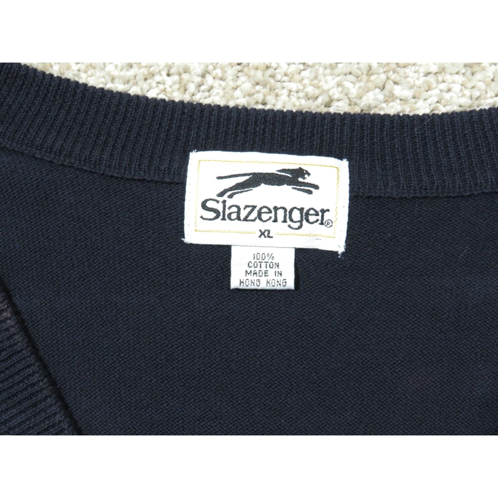 Vintage VINTAGE Slazenger Vest Cotton Navy Blue V-Neck Mens Large Knit Pullover Collarless Golf Spring Fall Winter Casual Business Size US L / EU 52-54 / 3 - 4 Thumbnail
