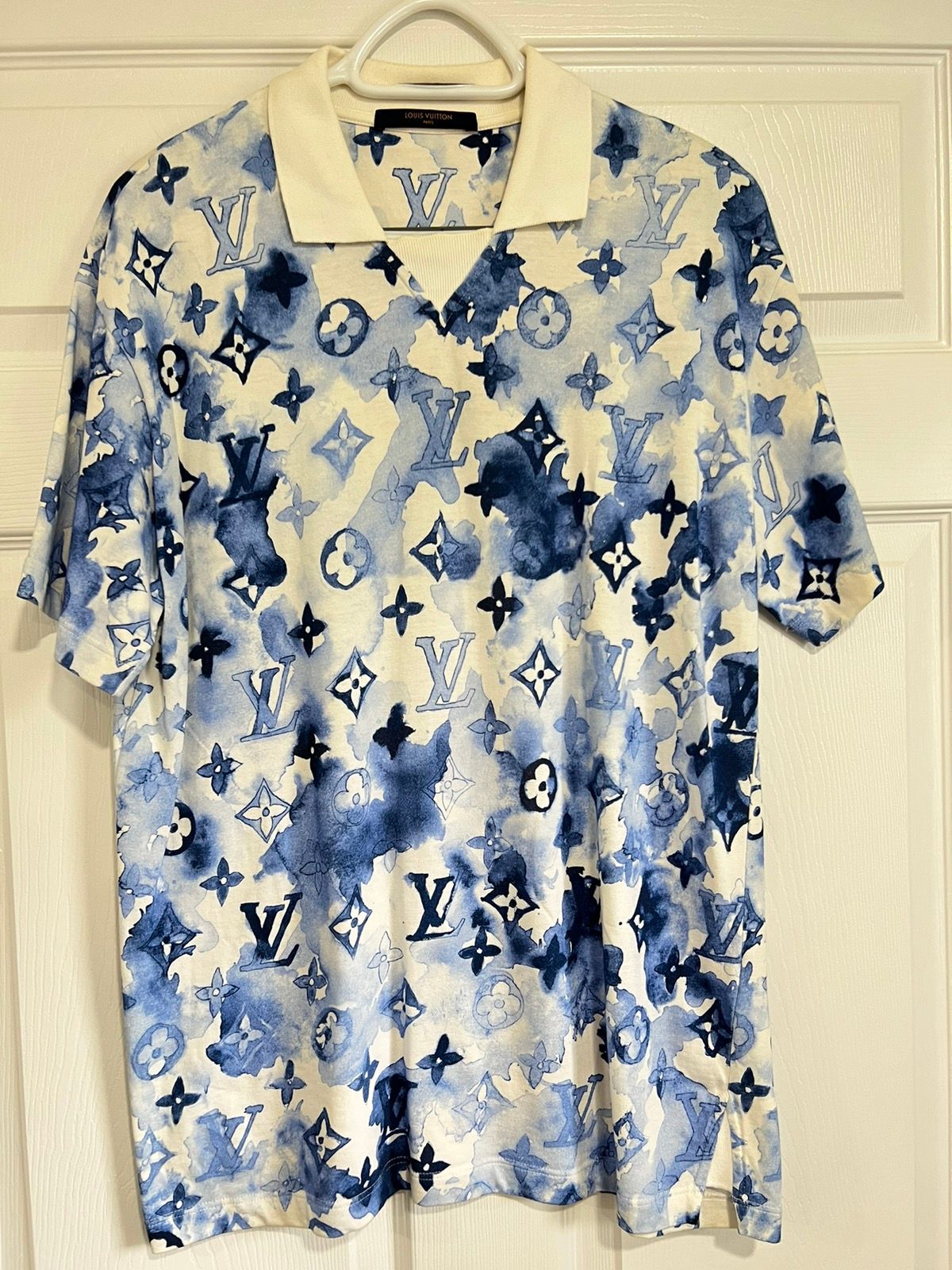Watercolor monogram polo shirt LV, Men's Fashion, Tops & Sets