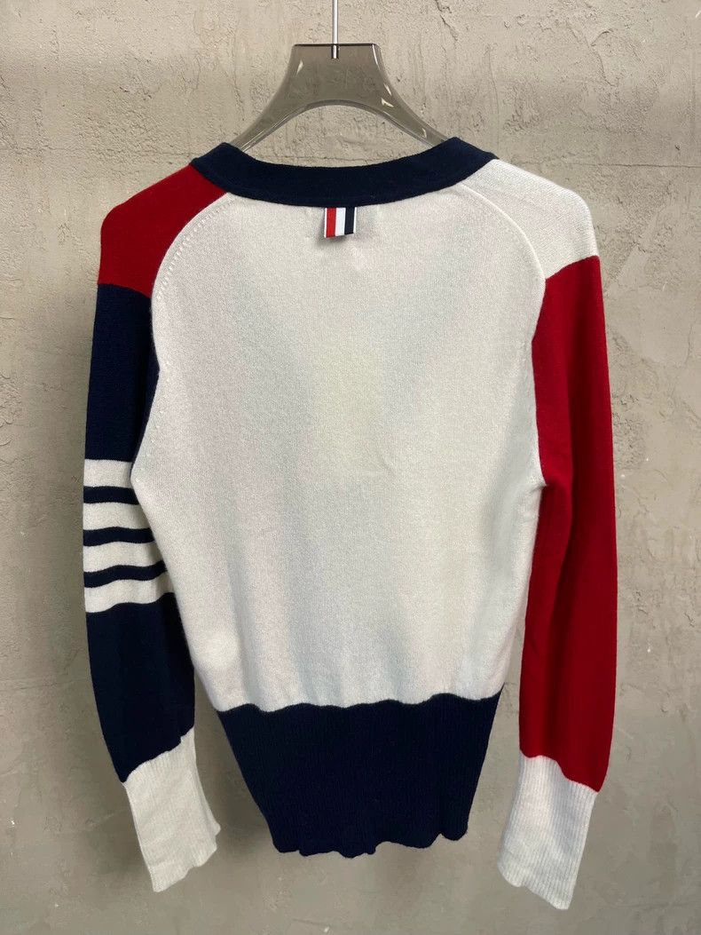 Thom Browne Thom Browne Milky red and blue four stripe cashmere sweate Size M / US 6-8 / IT 42-44 - 4 Thumbnail