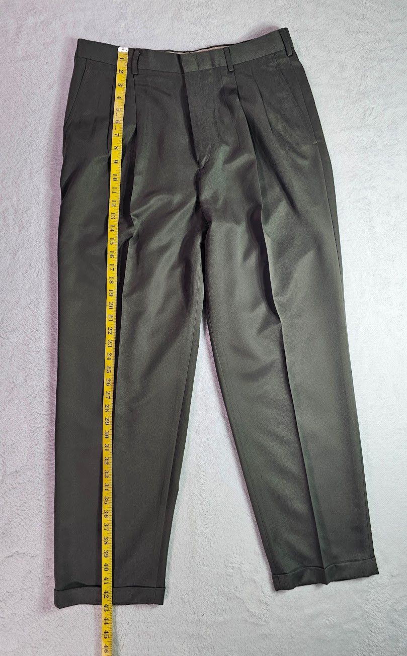 Savane Savane Mens Sage Green Pleated Cuffed Dress Pants Size US 34 / EU 50 - 4 Thumbnail