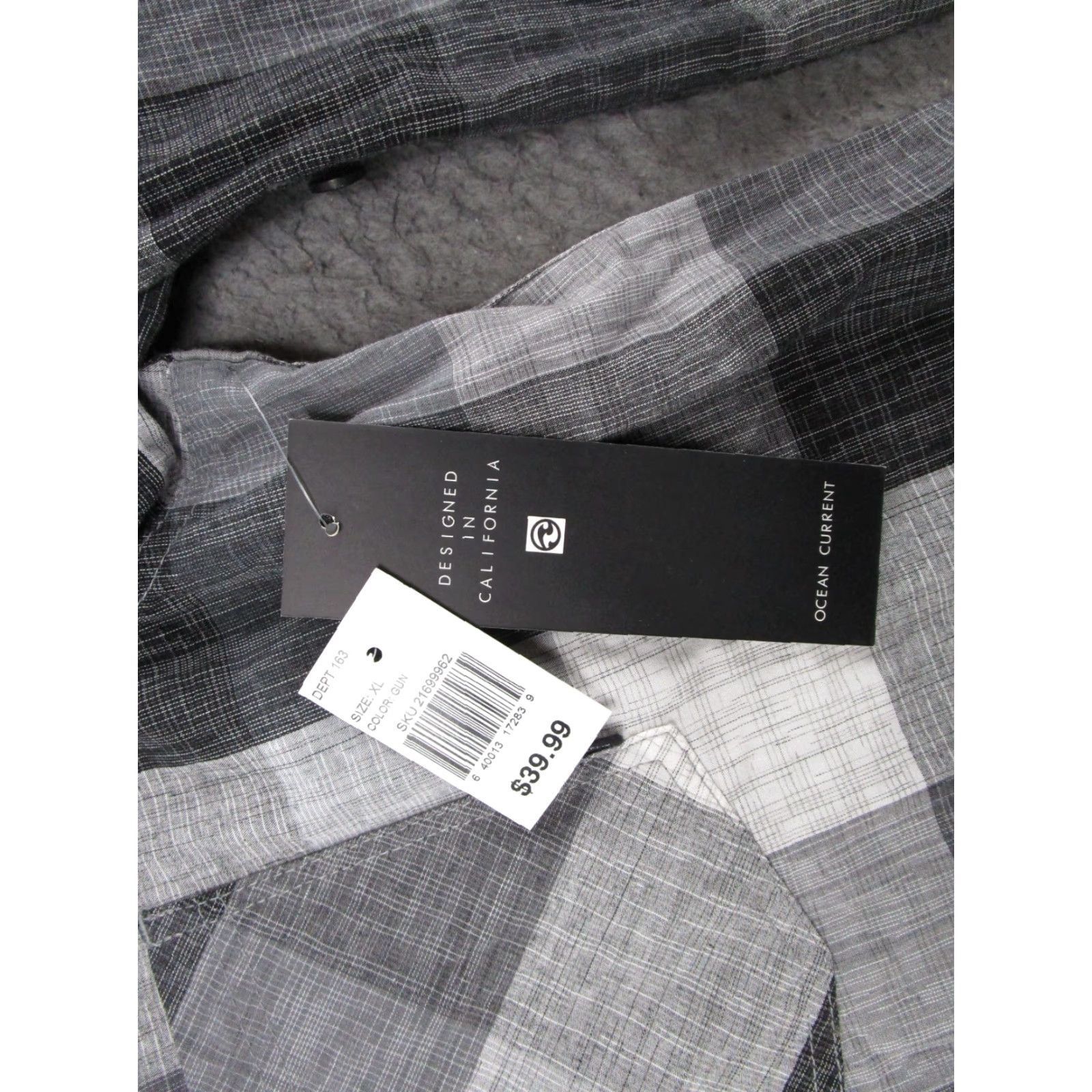 Vintage Ocean Current Mens Black Plaid Flannel Long Sleeve Button Up Shirt XL New Size US XL / EU 56 / 4 - 2 Thumbnail