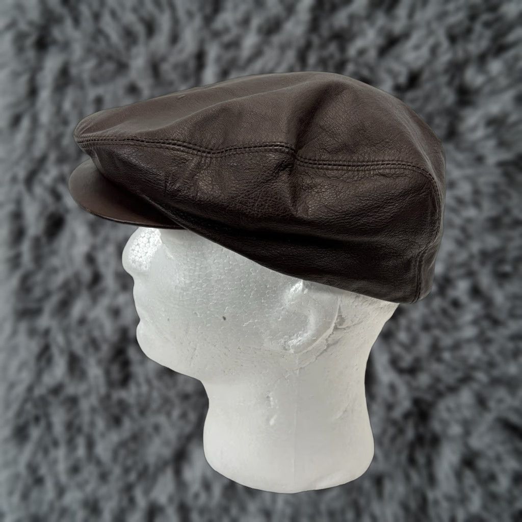 Vintage VINTAGE Miller Hats Leather Flat Cap One Size Brown Made in USA Mens Size ONE SIZE - 1 Thumbnail