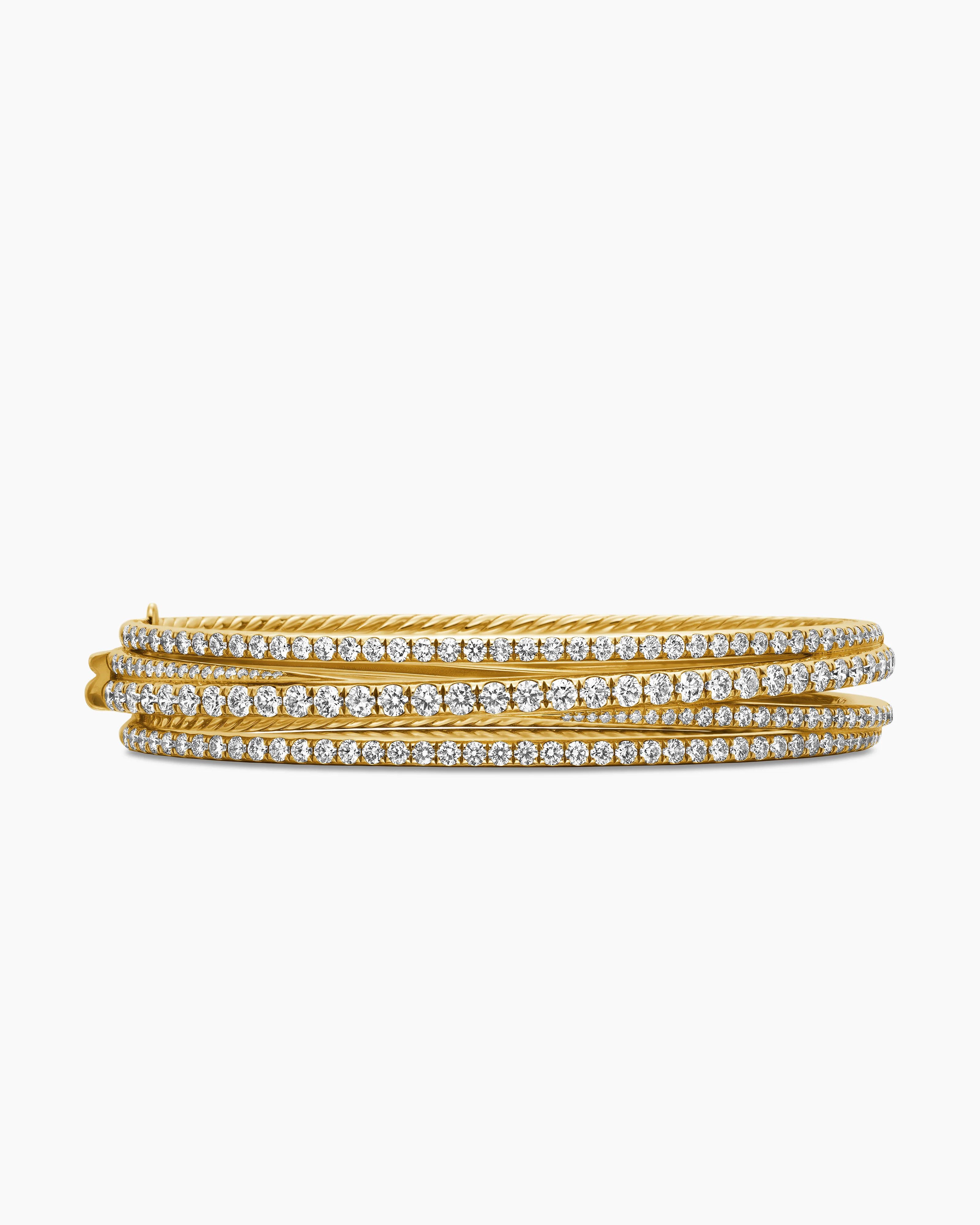 David Yurman oc11z0625 Size: S / Pavé Crossover Three Row Bracelet Gold Size ONE SIZE - 1 Thumbnail