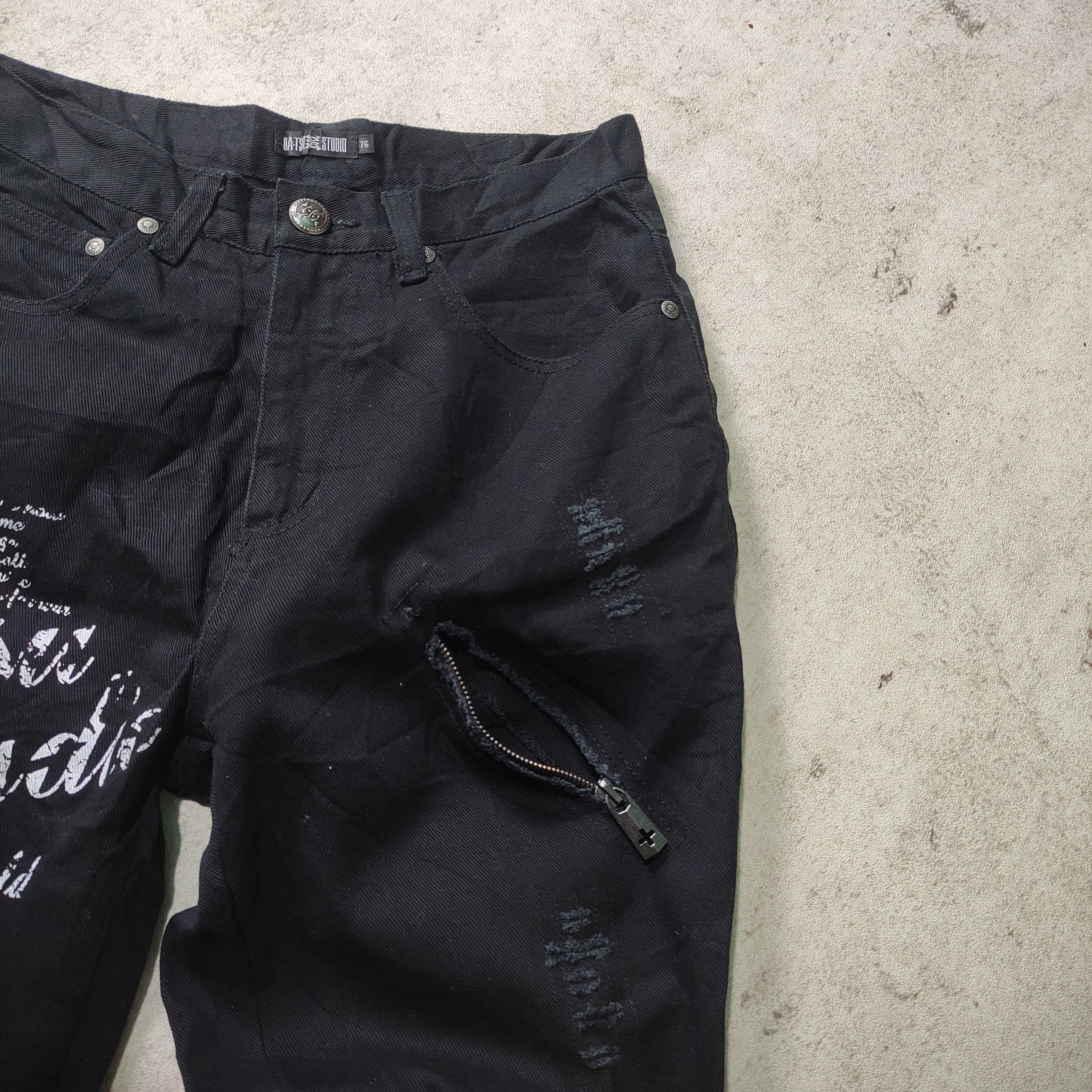 Japanese Brand × Seditionaries × Vintage Batsu Studio Printed Zipper Pocket Jeans Size US 29 - 5 Thumbnail