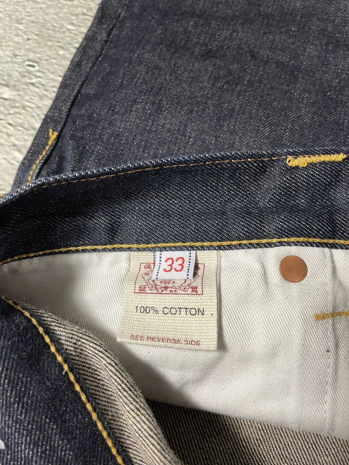 Evisu Evisu jeans red logo selvedge navy denim vintage Size US 33 - 6 Thumbnail