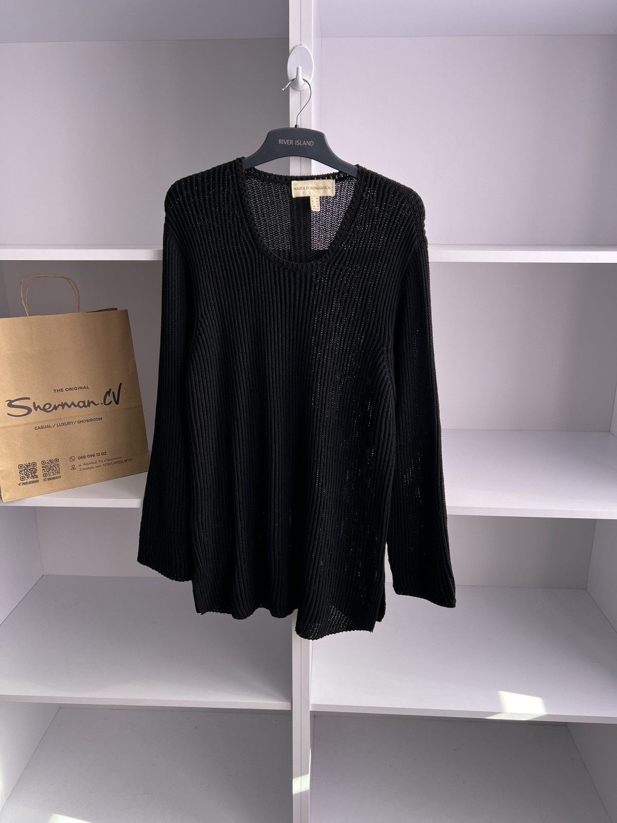 Designer × Vintage Vintage Maria Di Ripabianca Womens Ripped black Sweater Size XL / US 12-14 / IT 48-50 - 2 Thumbnail