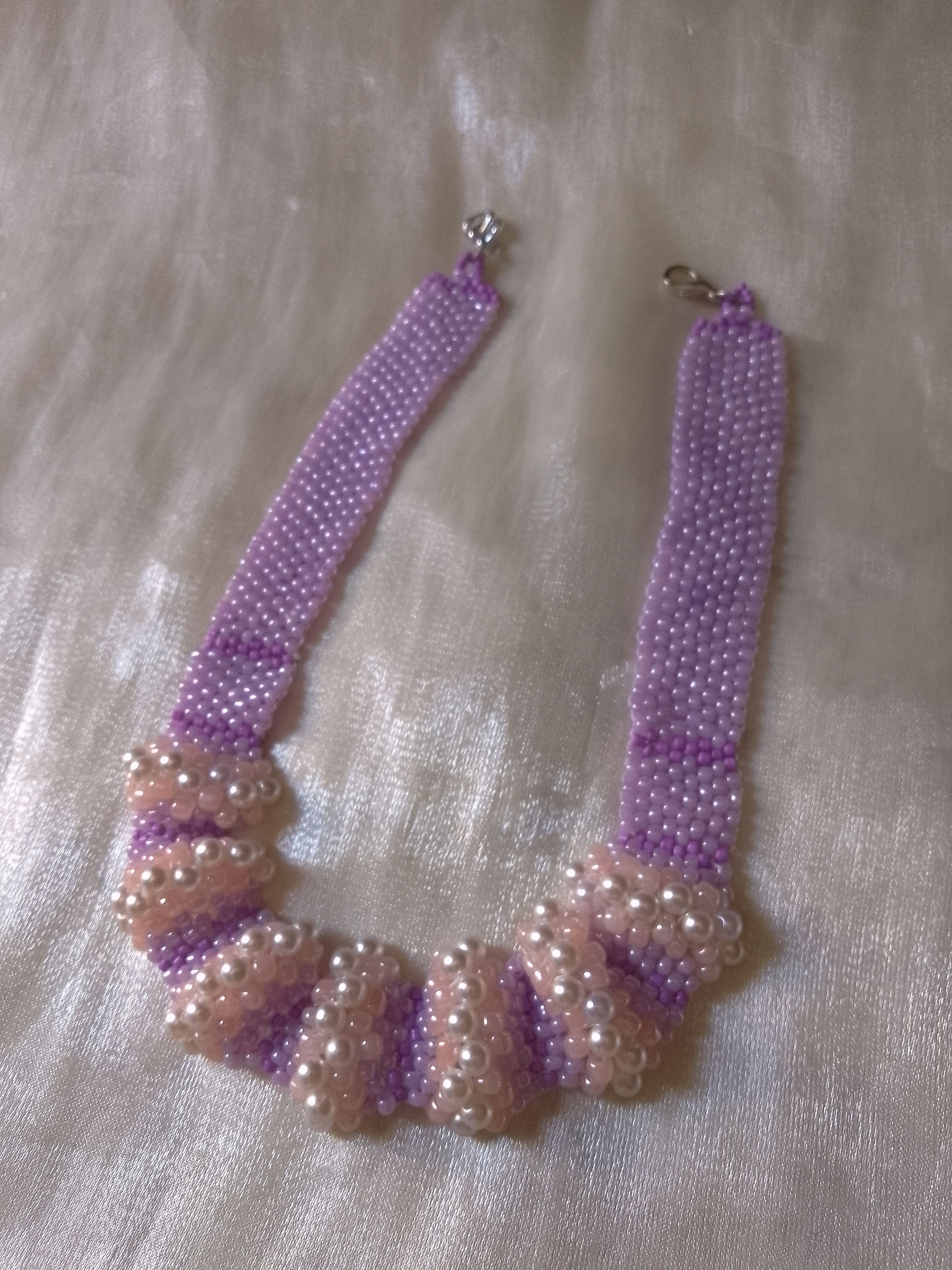 Handmade Necklace Pearls Ivory Soft Purple Elegant Wedding Party Size ONE SIZE - 1 Thumbnail