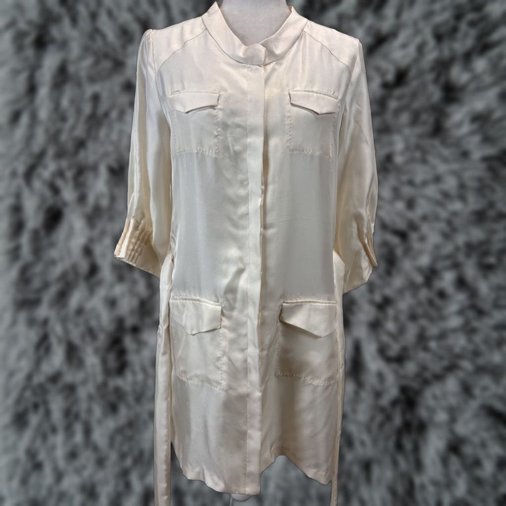 Vintage VINTAGE Eva Khurshid Silk Shift Dress Women’s Size 10 Ivory Short Sleeve Pockets Party Summer Size L / US 10 / IT 46 - 1 Thumbnail