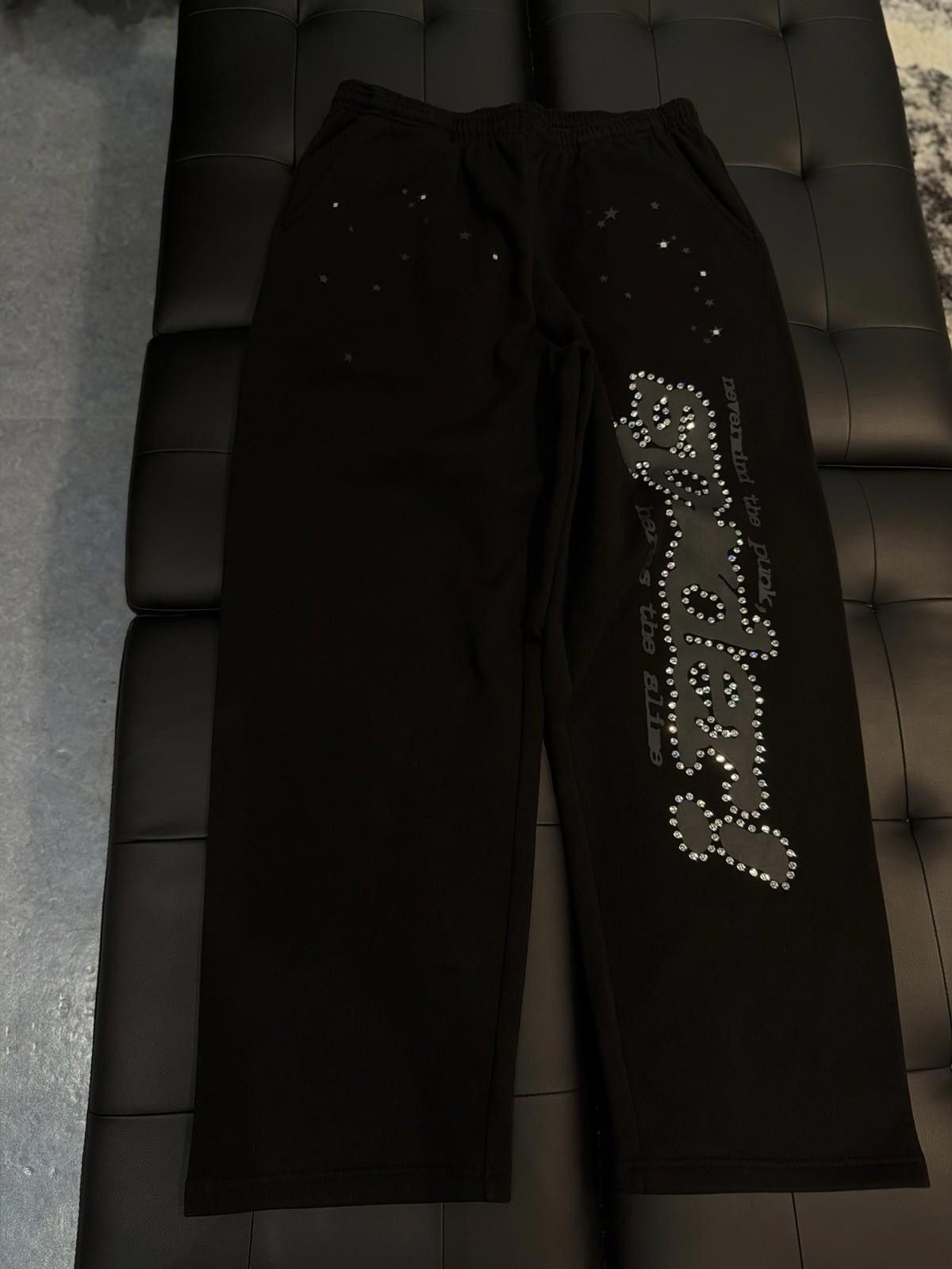 Sp5der Size Xl Sp5der Worldwide Black VVS Stone Sweatpants Spider Size US 36 / EU 52 - 6 Thumbnail