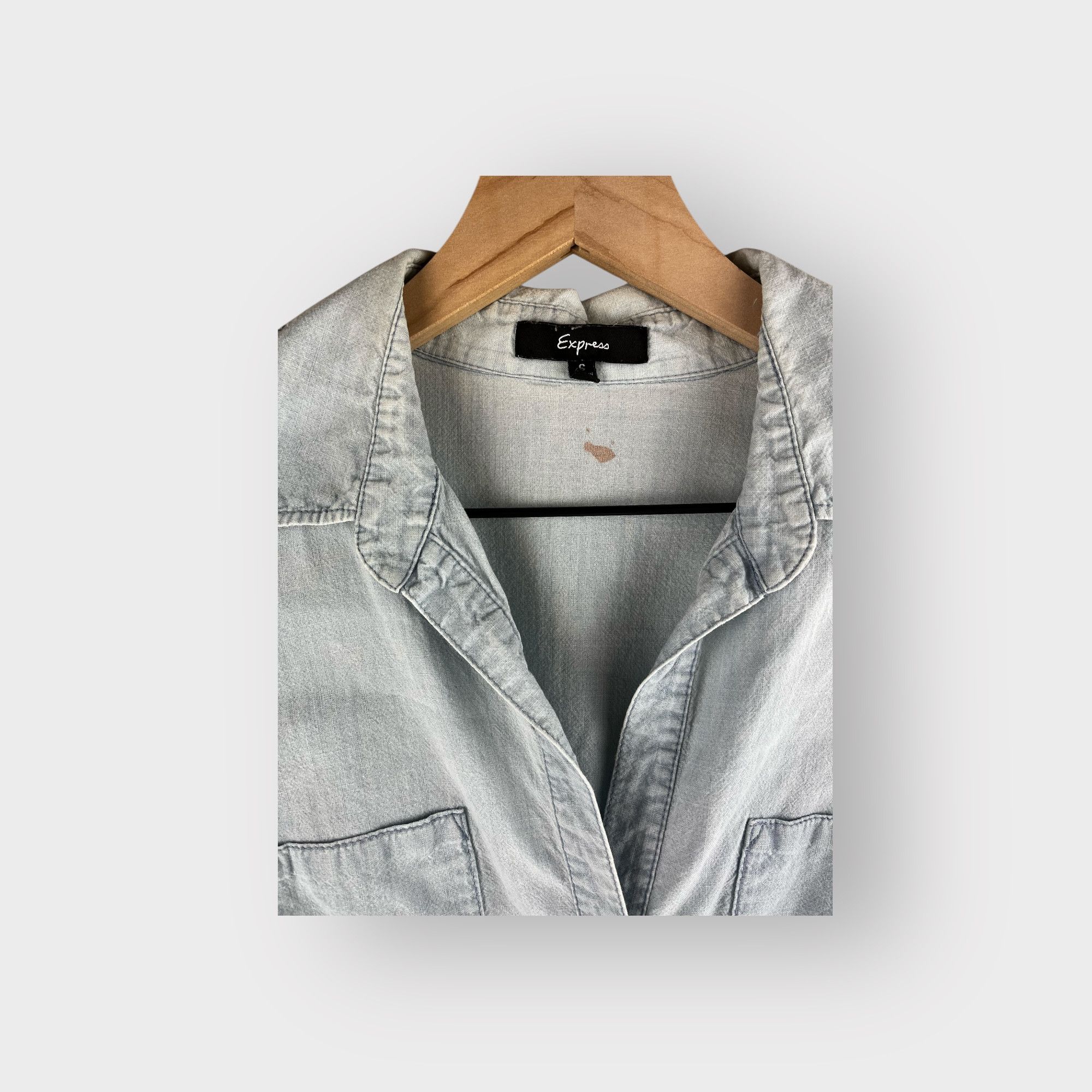 Express × Vintage Vintage 2000's Express Denim Button Up Shirt Size S / US 4 / IT 40 - 2 Thumbnail