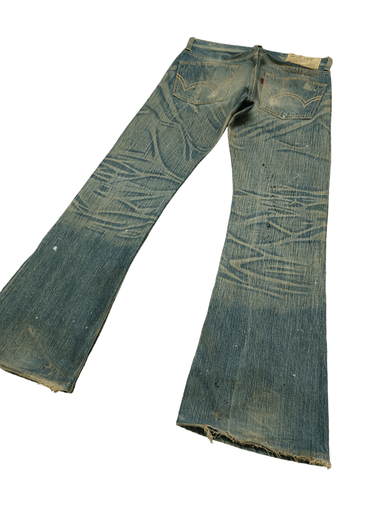 Le Grande Bleu (L.G.B.) Flare Jeans Edwin Blue Trip Clawmark Distress Faded Bootcut Size US 32 / EU 48 - 11 Thumbnail