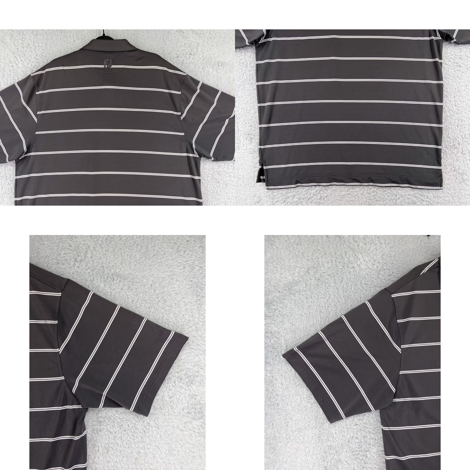 Footjoy FootJoy Polo Shirt Men Extra Large Gray Stripe Polo Shirt Gray FootJoy Lightweight Polyester Golf Shirt Men XL Stripe Size US XL / EU 56 / 4 - 8 Thumbnail