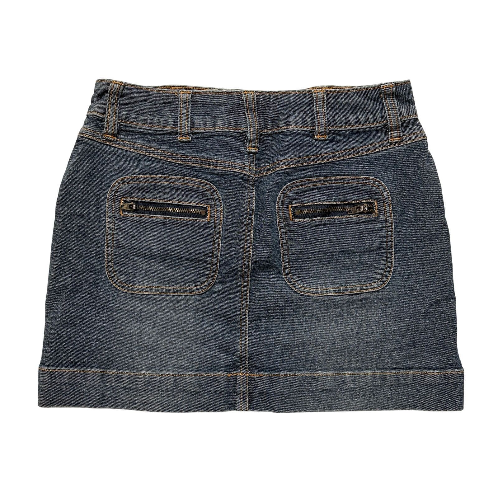 Vintage VTG Y2K 00's Route 66 Denim Mini Skirt Pocket Detailing XS Size 27" / US 4 / IT 40 - 2 Thumbnail