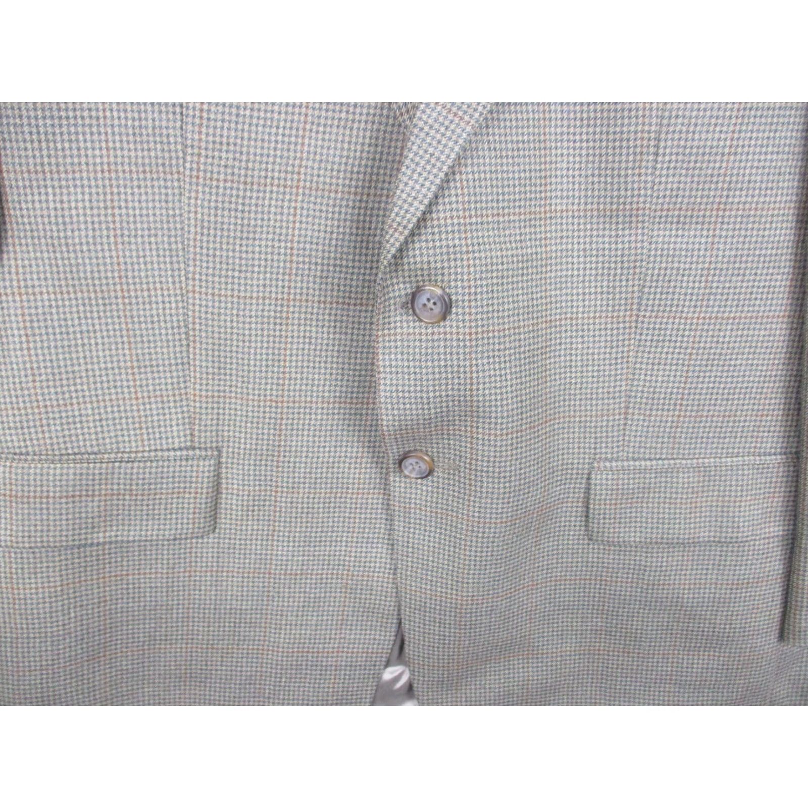 Chaps VINTAGE Chaps Blazer Silk Wool Suit Jacket Sport Coat 42 Brown Plaid Check Size 42R - 3 Thumbnail