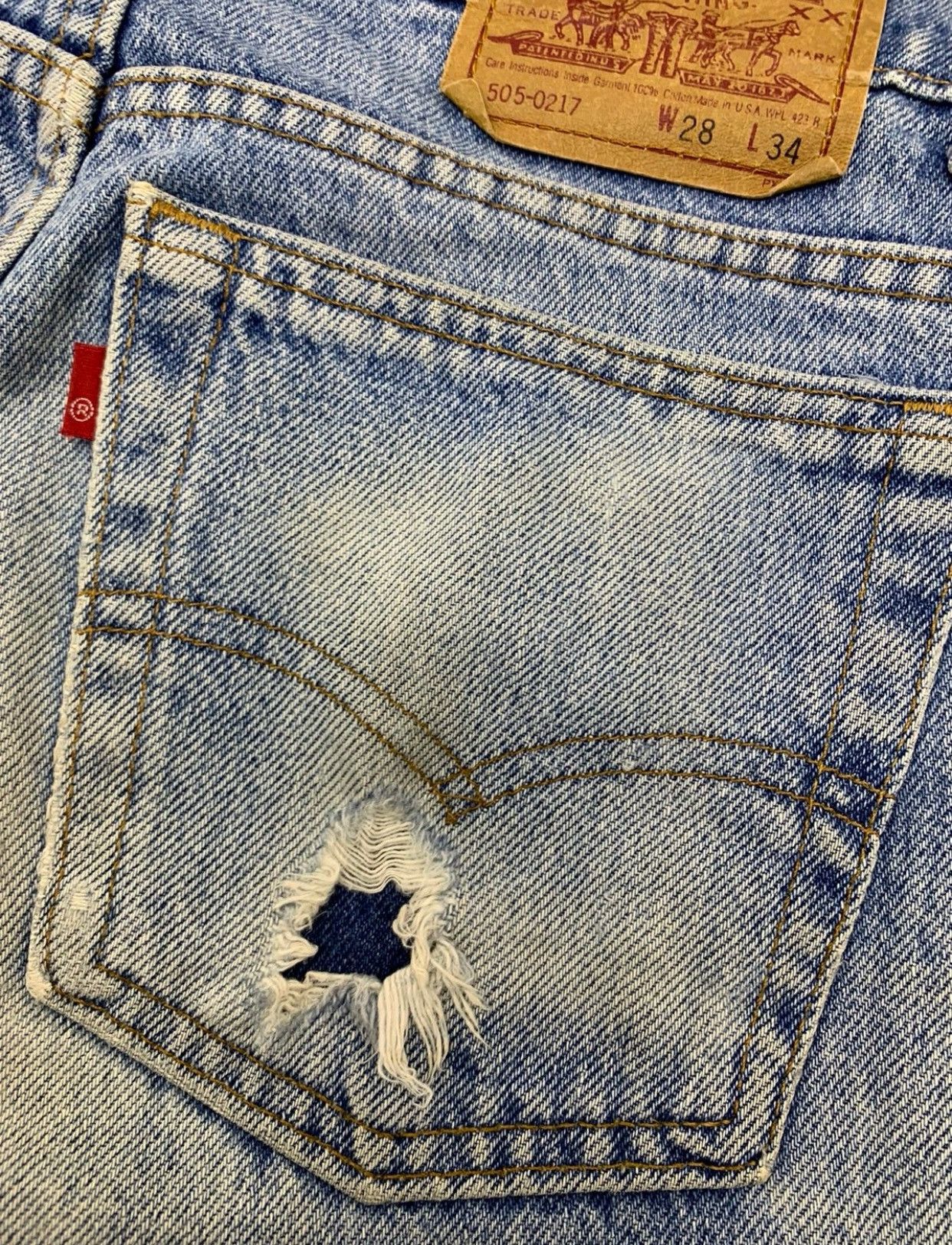Levi's Vintage 90s Levis Made In Usa Distressed Jeans Single R Size US 28 / EU 44 - 5 Thumbnail