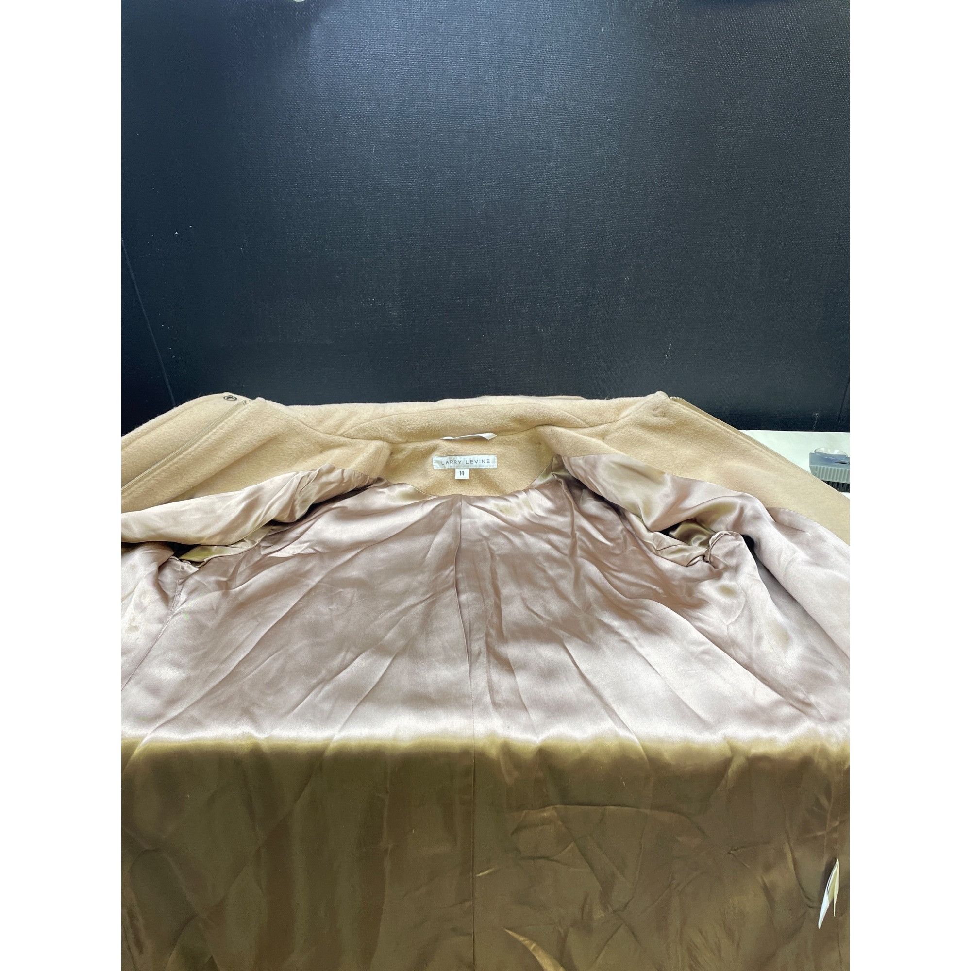Other Larry Levine Women's Tan Coat Zip up & Button Closure Size 1 Size XL / US 12-14 / IT 48-50 - 7 Thumbnail