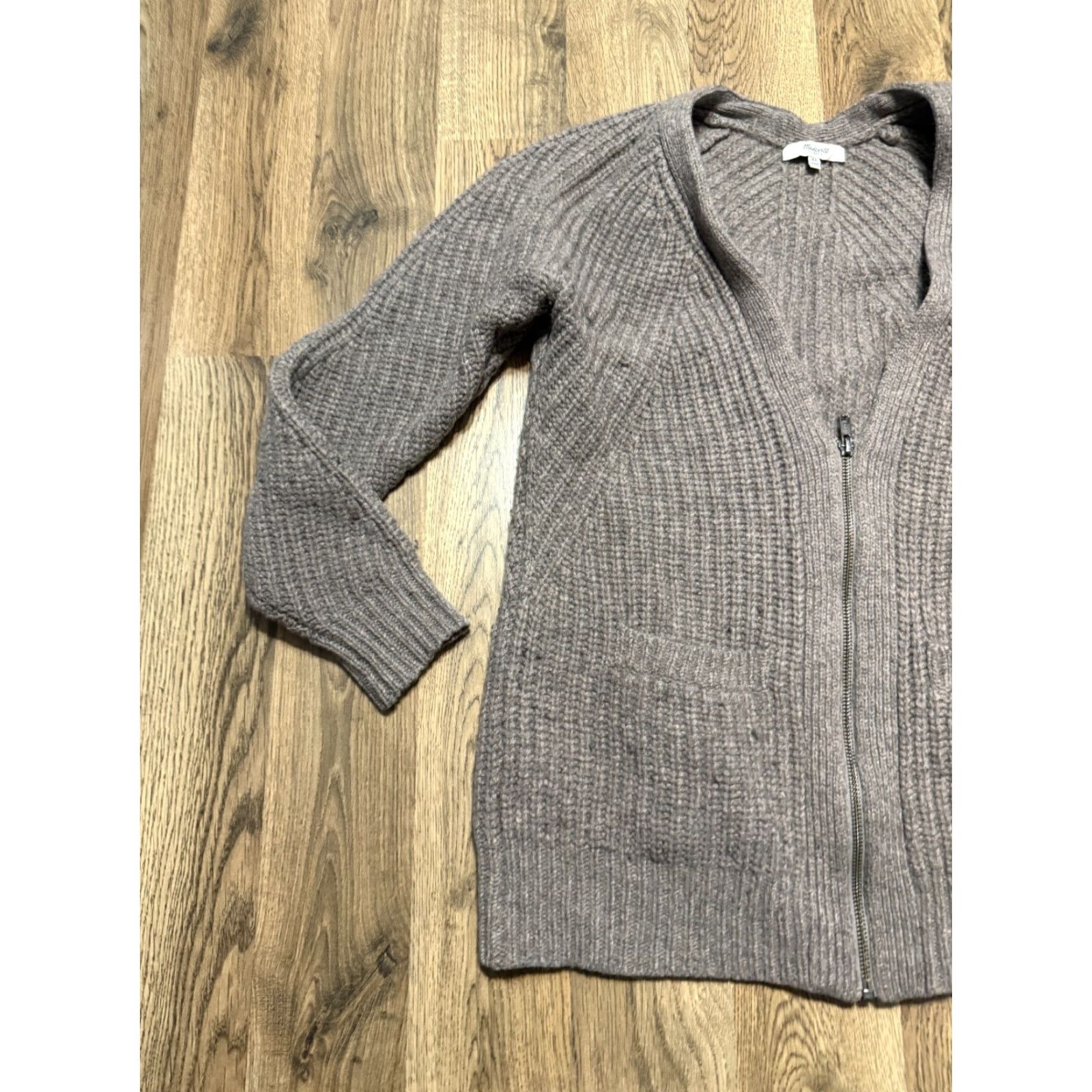 Madewell Madewell Sweater Cardigan, Women's XS, Brown, Full Zip, 100% Merino Wool, Wool, Knit, Solid, Regular, Fall Spring Winter, Women, Size XS Size XS / US 0-2 / IT 36-38 - 3 Thumbnail